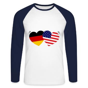 USA and Germany - Unisex Long Sleeve Baseball T-Shirt - white/navy - Front - Nik (191cm)