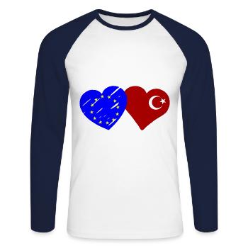 Europa und Türkei Allianz - Unisex Baseballshirt langarm - Weiß/Navy - Vorne - Nik (191cm)