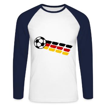 Footballeurs allemands - T-shirt baseball manches longues Homme - blanc/marine - Devant - Nik (191cm)