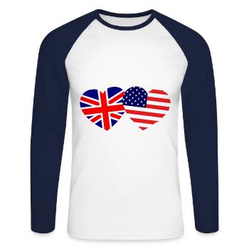 British American Friends - Unisex Long Sleeve Baseball T-Shirt - white/navy - Front - Nik (191cm)