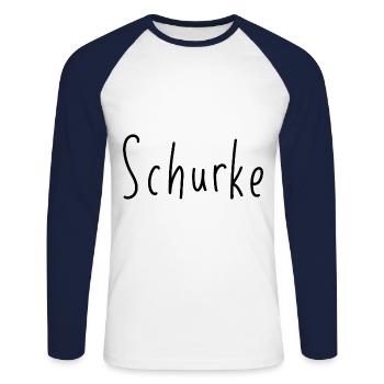 Schurke - Unisex Baseballshirt langarm - Weiß/Navy - Vorne - Nik (191cm)