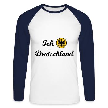 Pour les Allemands - T-shirt baseball manches longues Homme - blanc/marine - Devant - Nik (191cm)