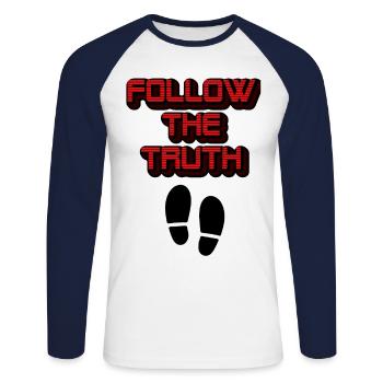 Théories de conspiration - T-shirt baseball manches longues Homme - blanc/marine - Devant - Nik (191cm)