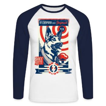 In Company With - Unisex Long Sleeve Baseball T-Shirt - white/navy - Front - Nik (191cm)