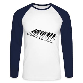 Piano, Piano keys, Keyboard - Unisex Long Sleeve Baseball T-Shirt - white/navy - Front - Nik (191cm)