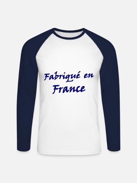 Hergestellt in Frankreich - Unisex Baseballshirt langarm - Weiß/Navy