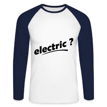 Voitures électriques - T-shirt baseball manches longues Homme - blanc/marine - Devant - Nik (191cm)