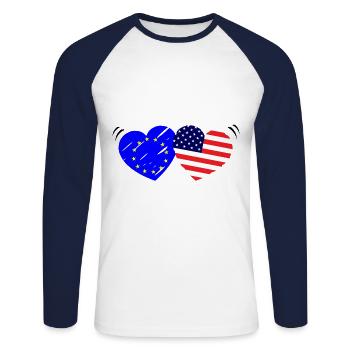 The love of Europe America - Unisex Long Sleeve Baseball T-Shirt - white/navy - Front - Nik (191cm)