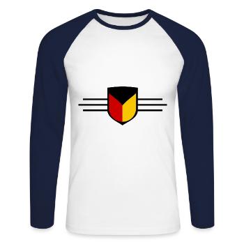 The German Land - Unisex Long Sleeve Baseball T-Shirt - white/navy - Front - Nik (191cm)