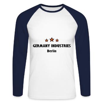 Berlin Industrie Allemagne - T-shirt baseball manches longues Homme - blanc/marine - Devant - Nik (191cm)