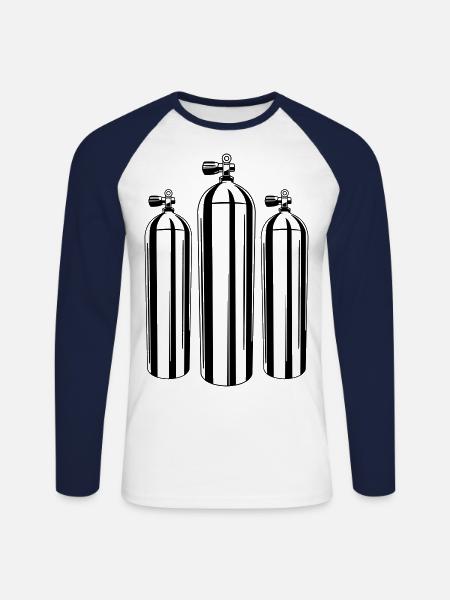 diving bottle symbol - Unisex Long Sleeve Baseball T-Shirt - white/navy