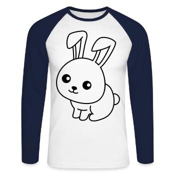 Rabbit Comic Animal - Unisex Long Sleeve Baseball T-Shirt - white/navy - Front - Nik (191cm)
