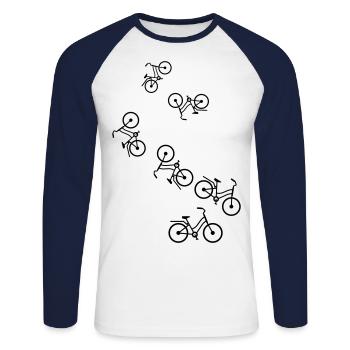 Fahrrad Icon - Unisex Baseballshirt langarm - Weiß/Navy - Vorne - Nik (191cm)