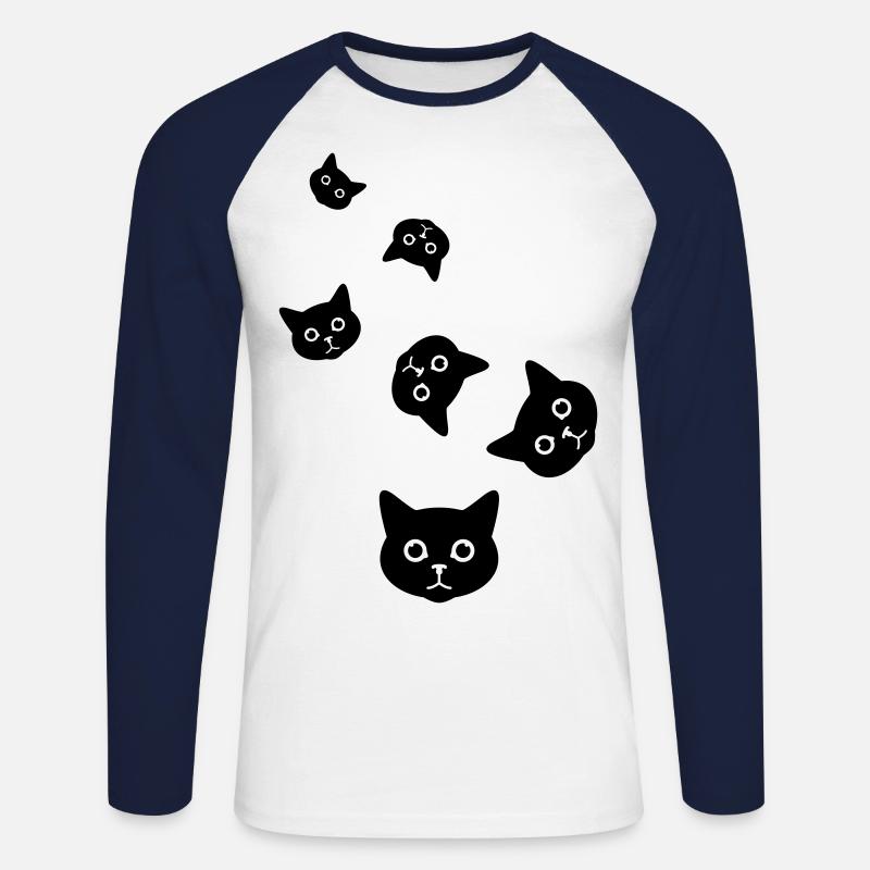 Katze Kopf - Unisex Baseballshirt langarm - Weiß/Navy