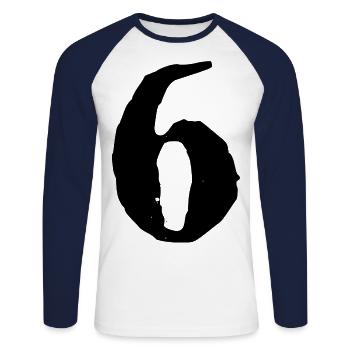 Maillot numéro 6 - T-shirt baseball manches longues Homme - blanc/marine - Devant - Nik (191cm)