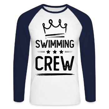 Swimming Crew - Unisex Long Sleeve Baseball T-Shirt - white/navy - Front - Nik (191cm)