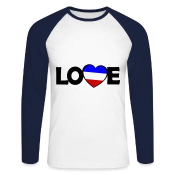 Die Franzosen Liebe - Unisex Baseballshirt langarm - Weiß/Navy - Vorne - Nik (191cm)