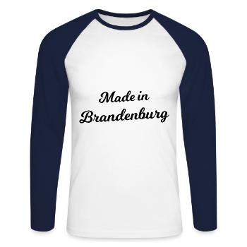 From Brandenburg - Unisex Long Sleeve Baseball T-Shirt - white/navy - Front - Nik (191cm)