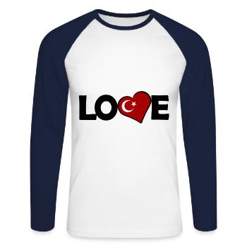 A heart for Turkey - Unisex Long Sleeve Baseball T-Shirt - white/navy - Front - Nik (191cm)