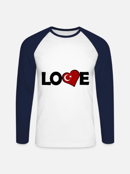A heart for Turkey - Unisex Long Sleeve Baseball T-Shirt - white/navy