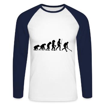 Feldhockey Evolution Geschenk Feldhockey Spieler G - Unisex Baseballshirt langarm - Weiß/Navy - Vorne - Nik (191cm)