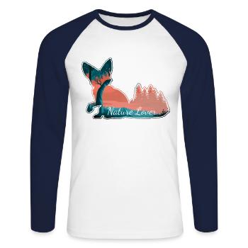 Nature Lover - Fox - Fox - Nature - Unisex Long Sleeve Baseball T-Shirt - white/navy - Front - Nik (191cm)