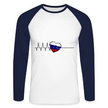 Russland Herzschlag - Unisex Baseballshirt langarm - Weiß/Navy - Vorne - Nik (191cm)