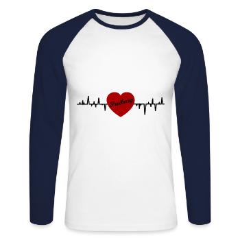 Battements de cœur de Fribourg - T-shirt baseball manches longues Homme - blanc/marine - Devant - Nik (191cm)