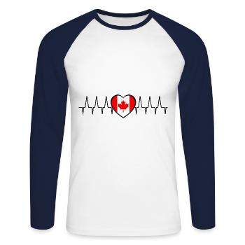 La fréquence canadienne - T-shirt baseball manches longues Homme - blanc/marine - Devant - Nik (191cm)