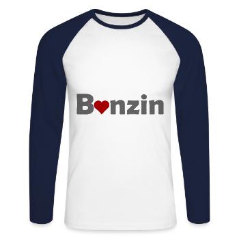 Benzin Liebhaber - Unisex Baseballshirt langarm - Weiß/Navy - Vorne - Nik (191cm)