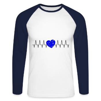 Europe heartbeat - Unisex Long Sleeve Baseball T-Shirt - white/navy - Front - Nik (191cm)