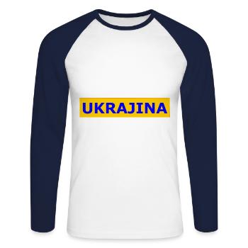Ukrajina - T-shirt baseball manches longues Homme - blanc/marine - Devant - Nik (191cm)