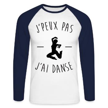 I can not dance - Unisex Long Sleeve Baseball T-Shirt - white/navy - Front - Nik (191cm)