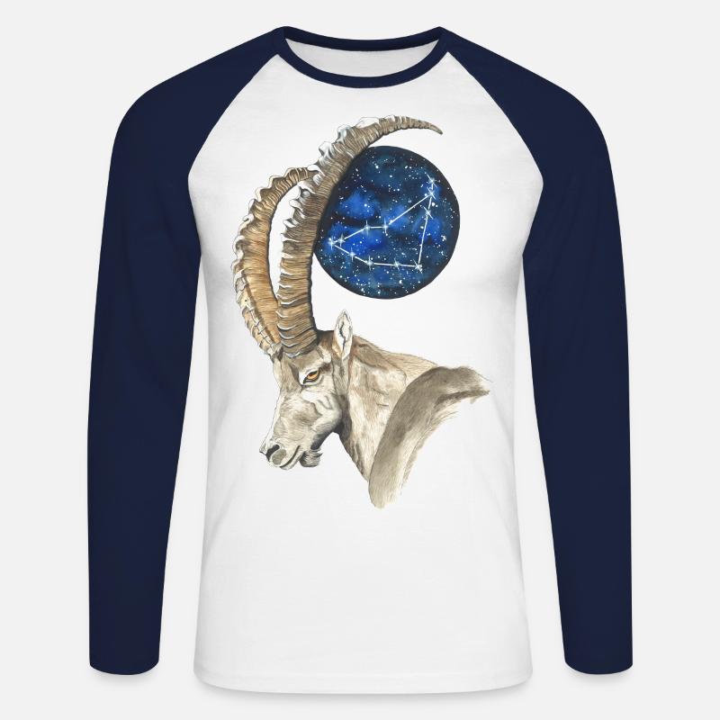 Steinbock mit dem Sternbild Steinbock - Unisex Baseballshirt langarm - Weiß/Navy