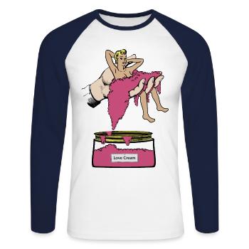 Love Cream - T-shirt baseball manches longues Homme - blanc/marine - Devant - Nik (191cm)