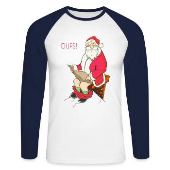 Santa Claus Poo Schornstein - Unisex Baseballshirt langarm - Weiß/Navy - Vorne - Nik (191cm)