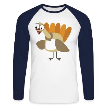 Turkey Gobbler - Unisex Long Sleeve Baseball T-Shirt - white/navy - Front - Nik (191cm)