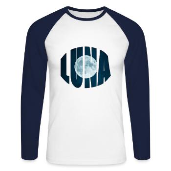 luna - Unisex Long Sleeve Baseball T-Shirt - white/navy - Front - Nik (191cm)