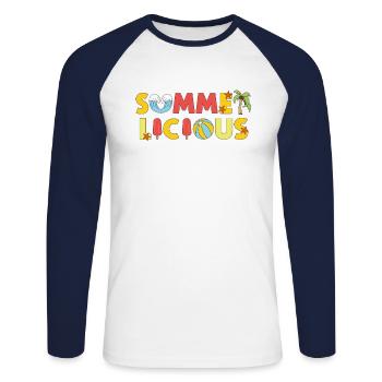 Été - Summerlicious Design - T-shirt baseball manches longues Homme - blanc/marine - Devant - Nik (191cm)