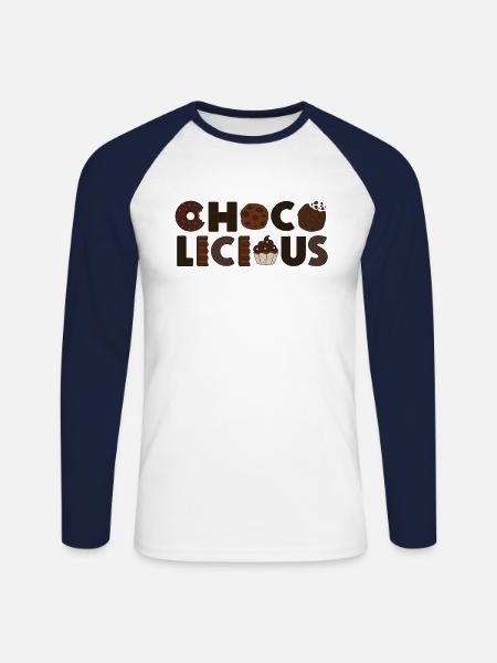 Chocolate Design - CHOCO LICIOUS - Unisex Long Sleeve Baseball T-Shirt - white/navy