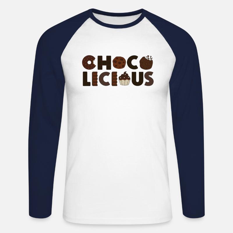 Schokoladen Design - CHOCO LICIOUS - Unisex Baseballshirt langarm - Weiß/Navy