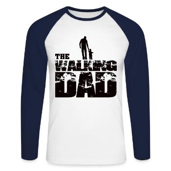 The Walking DAD #black - Unisex Long Sleeve Baseball T-Shirt - white/navy - Front - Nik (191cm)