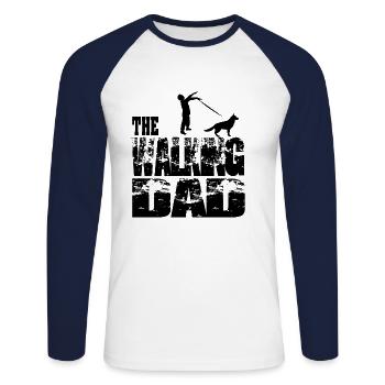 THE WALKING DAD #Zombie with German Shepherd - Unisex Long Sleeve Baseball T-Shirt - white/navy - Front - Nik (191cm)