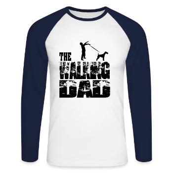 THE WALKING DAD #Zombie with terrier - Unisex Long Sleeve Baseball T-Shirt - white/navy - Front - Nik (191cm)