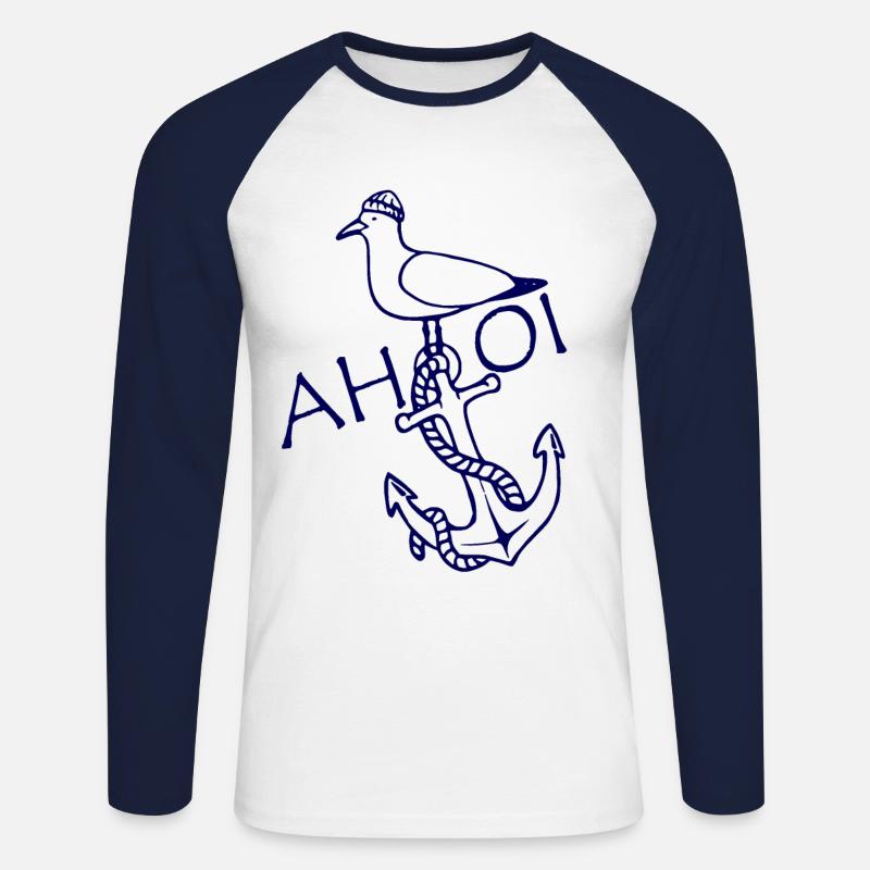 Ahoi Anker Seemöwe maritim - Unisex Baseballshirt langarm - Weiß/Navy