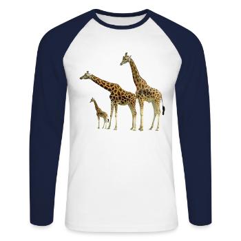 Wilde Tiere der Giraffenfamilie Afrikas - Unisex Baseballshirt langarm - Weiß/Navy - Vorne - Nik (191cm)