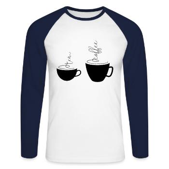 0253 Mug À Café | Tasse de thé | Café | thé - T-shirt baseball manches longues Homme - blanc/marine - Devant - Nik (191cm)