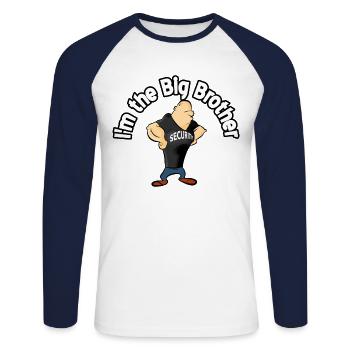 Brother Große Sicherheit - Unisex Baseballshirt langarm - Weiß/Navy - Vorne - Nik (191cm)