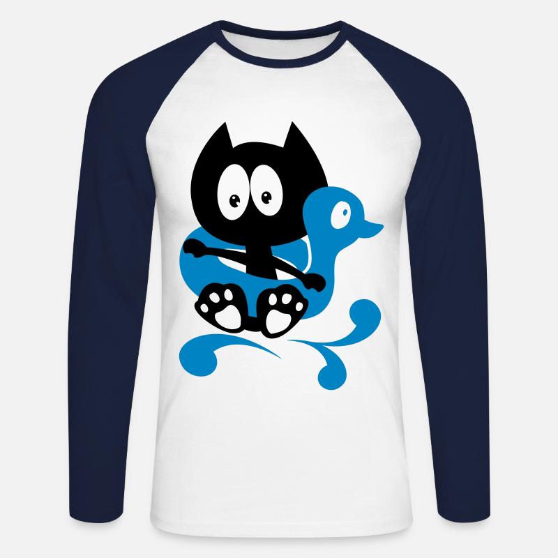 Es ist Badezeit! Humor Katzenbaden - Unisex Baseballshirt langarm - Weiß/Navy