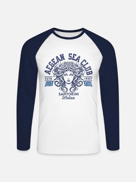 AEGEAN SEA CLUB Santorini blc - Maglia da baseball a manica lunga da uomo - bianco/navy